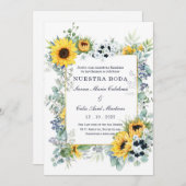 De Boda Azul Marino y Girasol Kaart (Voorkant / Achterkant)