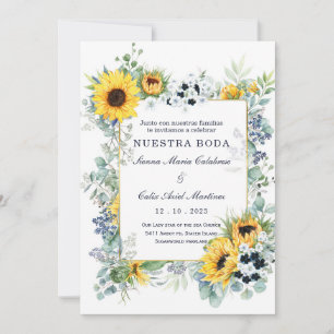De Boda Azul Marino y Girasol Kaart