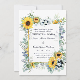 De Boda Azul Marino y Girasol Kaart
