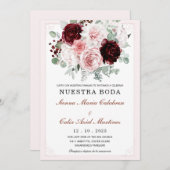 De Boda Floral Elegante Con Rosas Kaart (Voorkant / Achterkant)
