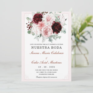 De Boda Floral Elegante Con Rosas Kaart