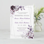 de Boda Púrpura y Lavanda Plateada Kaart (Staand voorkant)