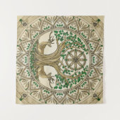 De Bodhi boom Dharma Wiel Wandkleed (Voorkant (horizontaal))