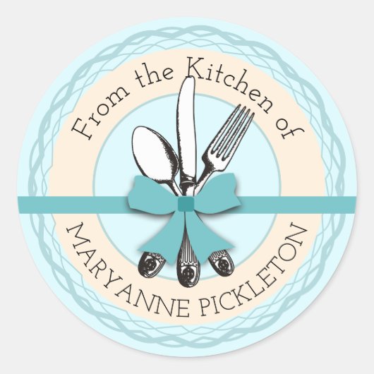 de boeg is gepersonaliseerd uit de keuken van ronde sticker (Voorkant)