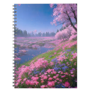 De boeiende roze bloemen van een charmant moeras notitieboek