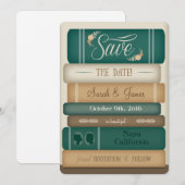 De Boeken van de bibliotheek sparen de Datum Save The Date (Voorkant / Achterkant)
