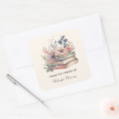 De Boeken van de waterverf & de Bloemen Persoonlij Vierkante Sticker (Envelop)