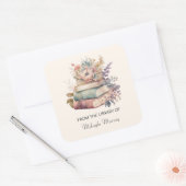 De Boeken van de waterverf & de Bloemen Persoonlij Vierkante Sticker (Envelop)