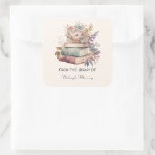 De Boeken van de waterverf & de Bloemen Persoonlij Vierkante Sticker (Tas)