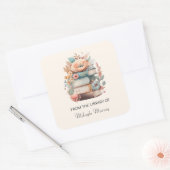 De Boeken van de waterverf & de Bloemen Persoonlij Vierkante Sticker (Envelop)