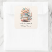 De Boeken van de waterverf & de Bloemen Persoonlij Vierkante Sticker (Tas)