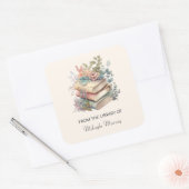 De Boeken van de waterverf & de Bloemen Persoonlij Vierkante Sticker (Envelop)