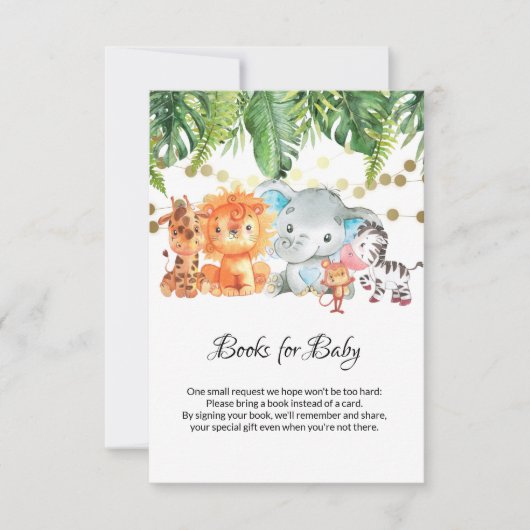 De Boeken van het Baby shower van het oerwoud voor Bedankkaart (Voorkant)