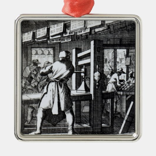 De Boekenprinter Metalen Ornament (Voorkant)