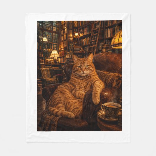 "De Boekwinkelkat  Fleece Deken (Voorkant)