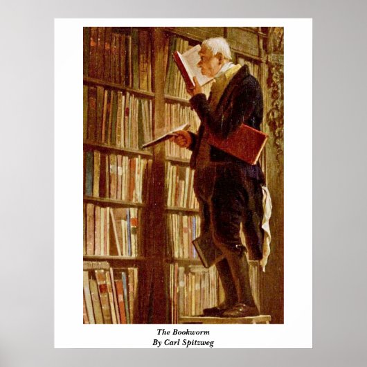 de boekworm door Carl spitzweg Poster (Voorkant)