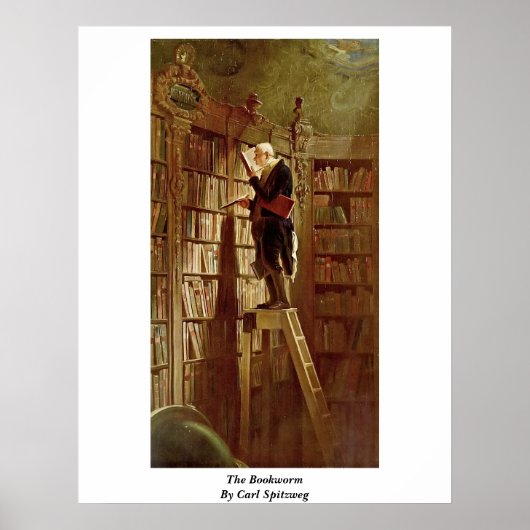 de boekworm door Carl spitzweg Poster (Voorkant)