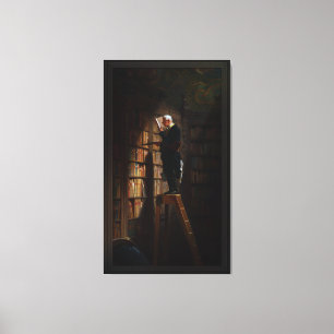 De boekworm van Carl Spitzweg Canvas Afdruk