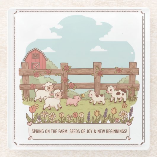de boerderijdieren glazen onderzetter (Voorkant)