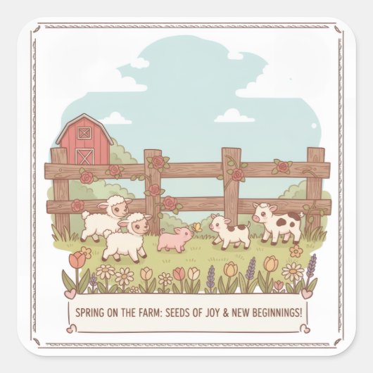 de boerderijdieren  vierkante sticker (Voorkant)