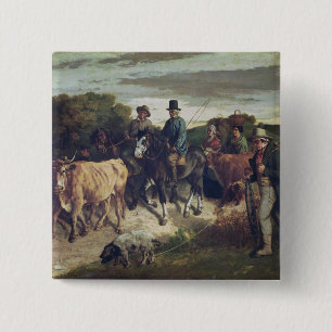 De boeren van Flagey die terugkeren van de beurs Vierkante Button 5,1 Cm