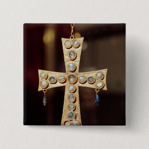 De boerkop van een Visigoth koning Vierkante Button 5,1 Cm