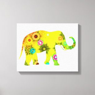 De Boheemse BloemenOlifant van de hippie Canvas Afdruk