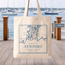 De Bohlin Trouw Welkom Tote Tas Newport RI Kaart