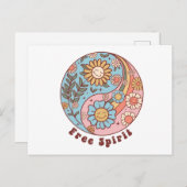 De Boho Retro Bloemen Feestdagenkaart (Voorkant / Achterkant)