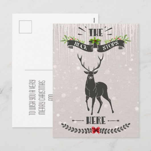 De bok stopt hier vrolijk kerstherten Briefkaart (Voorkant / Achterkant)