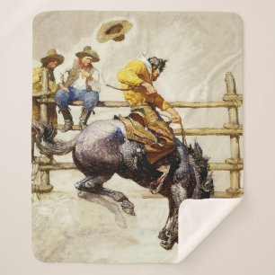“De bokkende bronco” door NC Wyeth Sherpa Deken