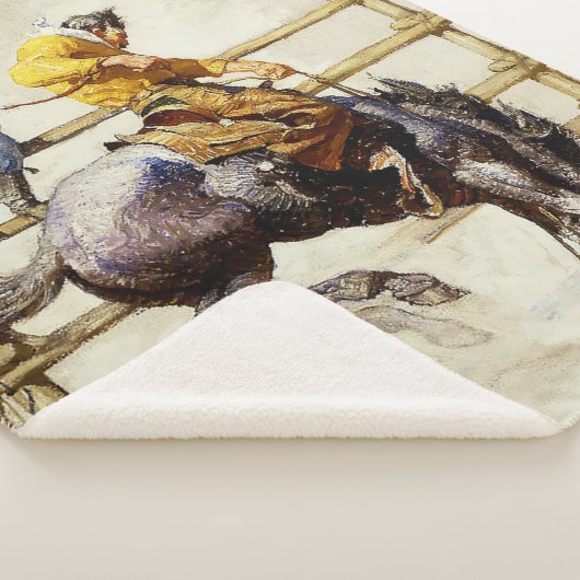 “De bokkende bronco” door NC Wyeth Sherpa Deken (3/4)