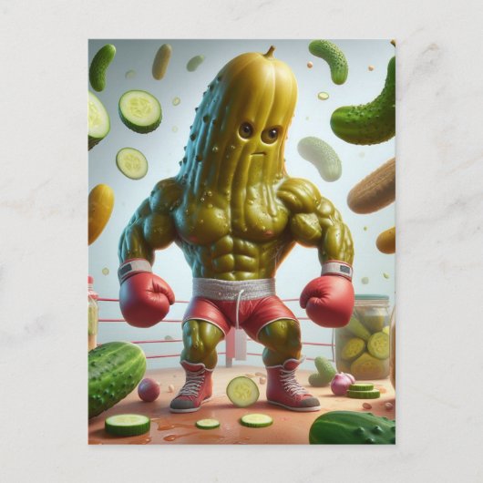 De boksende augurk grappig briefkaart (Voorkant)