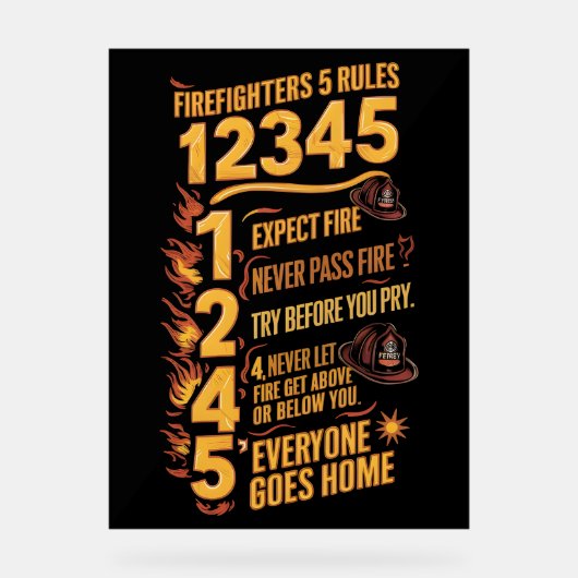 De Bold Firefighters Code Acryl Bord (Voorkant)