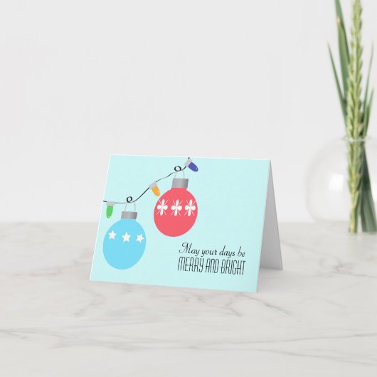 De Bollen en de Lichten van Kerstmis Feestdagen Kaart (Voorkant)