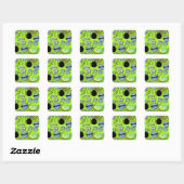 De Bomb Retro Lips Lime Green ID553 Vierkante Sticker (Vel)