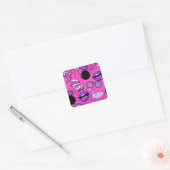 De Bomb Retro tilt Hot Pink ID553 Vierkante Sticker (Envelop)