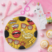 De Bomb Retro tilt Red/Gold ID553 Papieren Bordje (Feest)