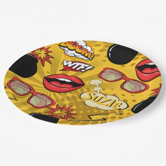 De Bomb Retro tilt Red/Gold ID553 Papieren Bordje (Gekanteld)