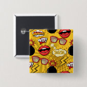 De Bomb Retro tilt Red/Gold ID553 Vierkante Button 5,1 Cm (Voorkant /achterkant)