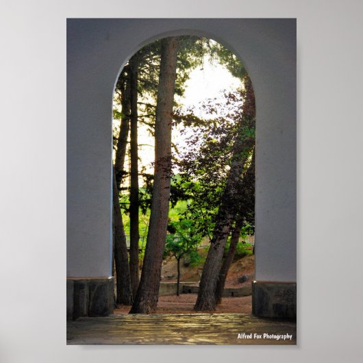 De bomen door de boog poster (Voorkant)
