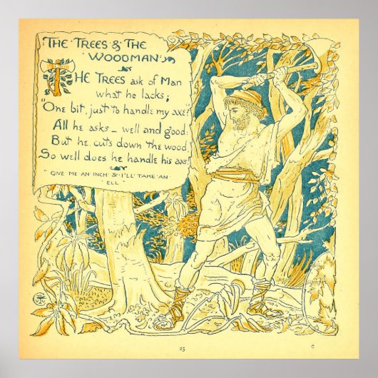 De Bomen en de Houtman Walter Crane Poster (Voorkant)
