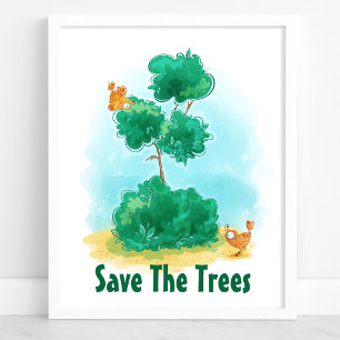 De bomen in de tuin beschermen het milieu poster
