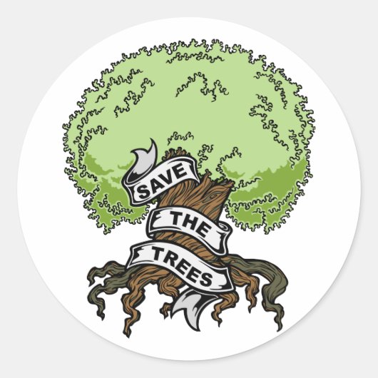 De bomen opslaan ronde sticker (Voorkant)
