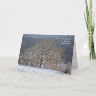 De bomen Tsjechische Kerstkaart van de winter Feestdagen Kaart