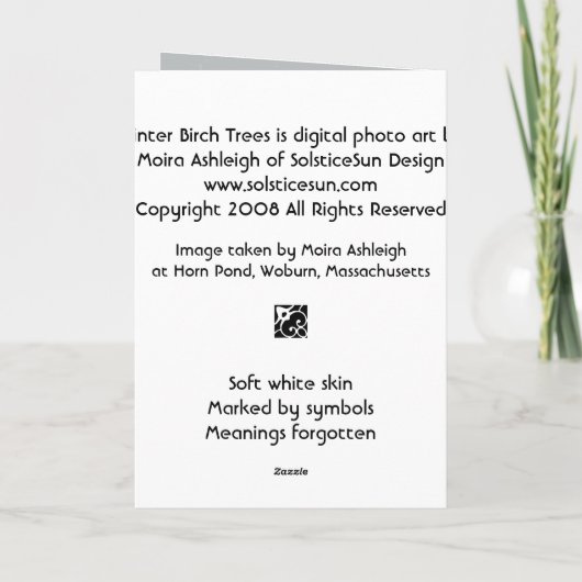 De Bomen van de Berk van de winter Kaart (Achterkant)