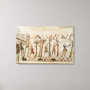 De bomen worden gehakt om de schepen te bouwen canvas afdruk