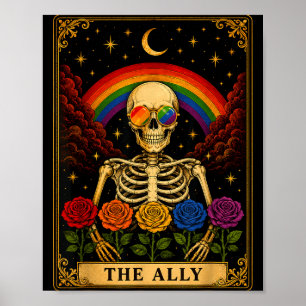 De bondgenoot tarotkaart skelet regenboog trots  poster