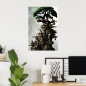 De Bonsai Treehouse Fantasy Art Poster (Thuiskantoor)