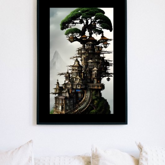 De Bonsai Treehouse Fantasy Art Poster